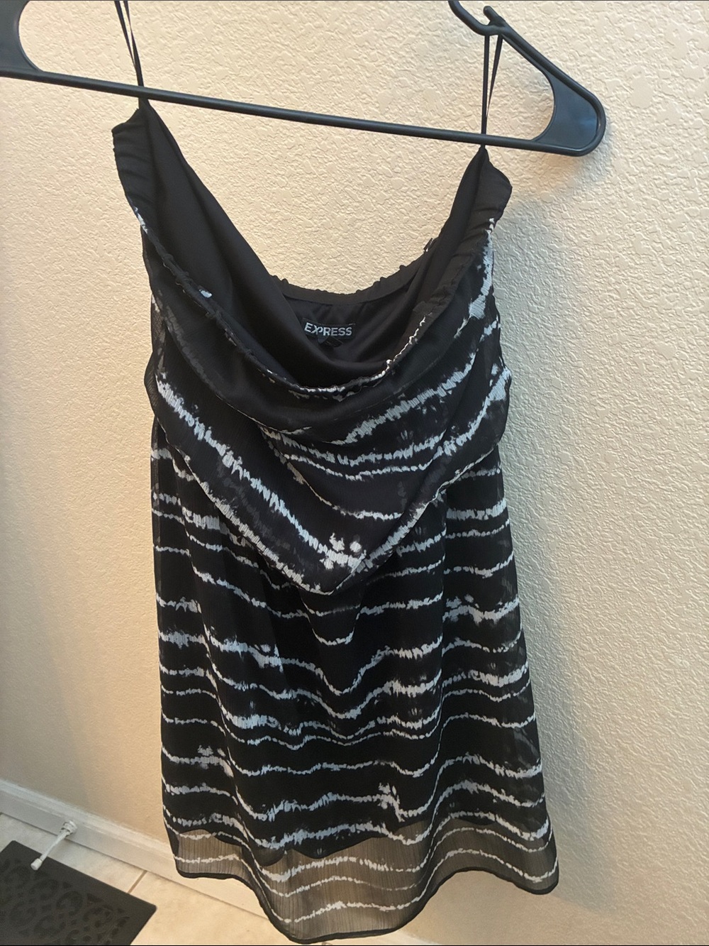 Express Black & White Strapless Cowl Neck Slip Dress